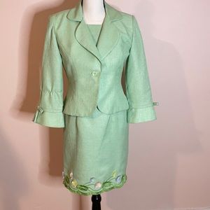 Positive Attitude Green Dress Jacket Set 4 petite